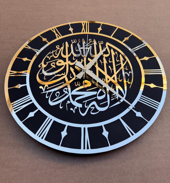 First Kalima Wall Clock Black Gold